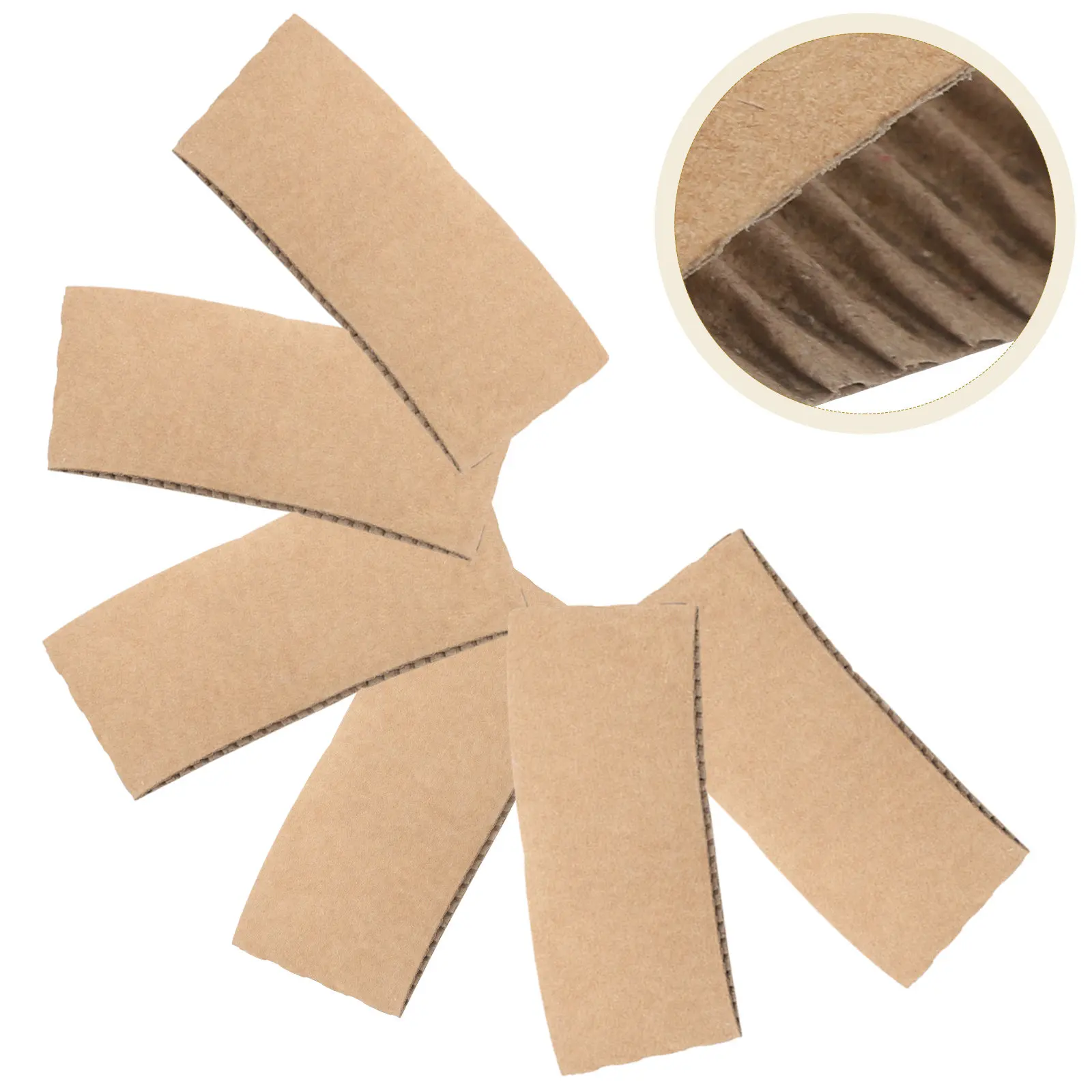 

100Pcs Blank White Kraft Coffee Cup Sleeves Corrugated Insulating Sleeve for Hot Drinks Home Use Beverage Cup