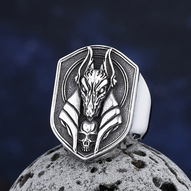 2024 new Arrival Stainless Steel New Design Vintage Egyptian Anubis God Fashion Jewelry Biker Fashion Jewelry free shipping Gift