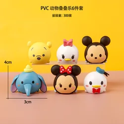 6pcs Disney Tsum Tsum Mini Kawaii Doll Cute Figurines Minnie Mickey Winne The Pooh Model Pile Up Toys Tide Play Gifts For Kids