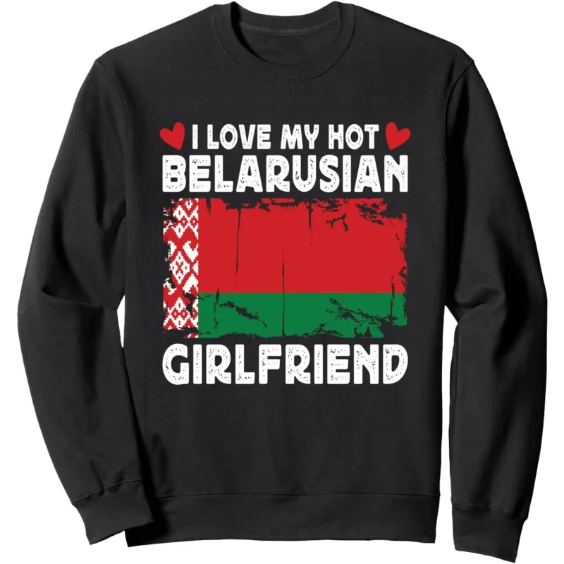 3D Print Belarus Flag Map Hoodie For Men Belarusian Love Heart Pattern Sweatshirt Casual Long Sleeves Round Neck Autumn Pullover