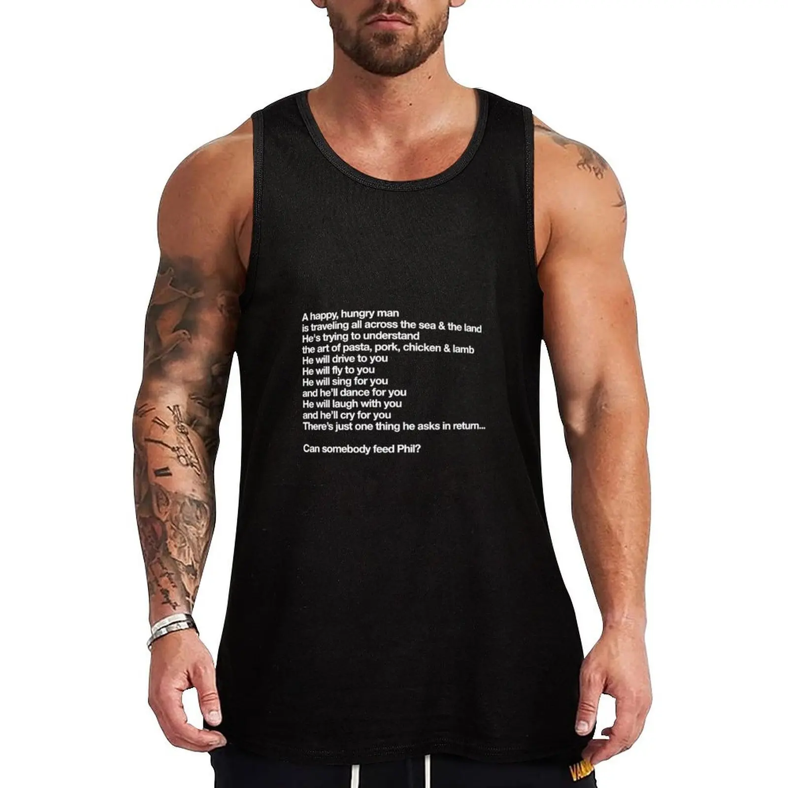 

Somebody Feed Phil Theme Lyrics - A Happy Tank Top gym Men's t-shirts Working vest clothes for men summer t-shirt gym man