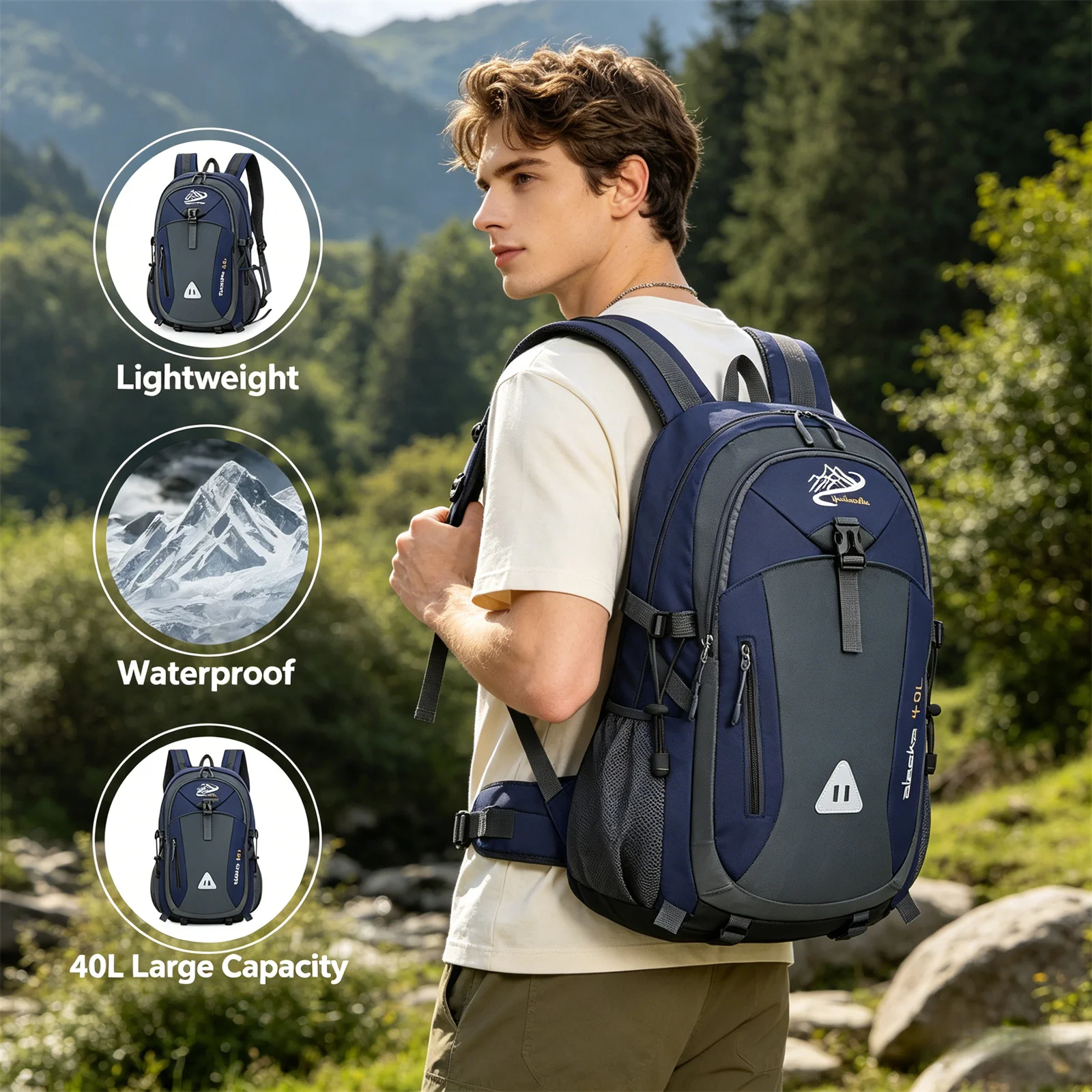 New Nylon Casual Outdoor Travel Backpack for Men and Women Lightweight Hiking Daypack for Camping, Mountaineering, Trekking