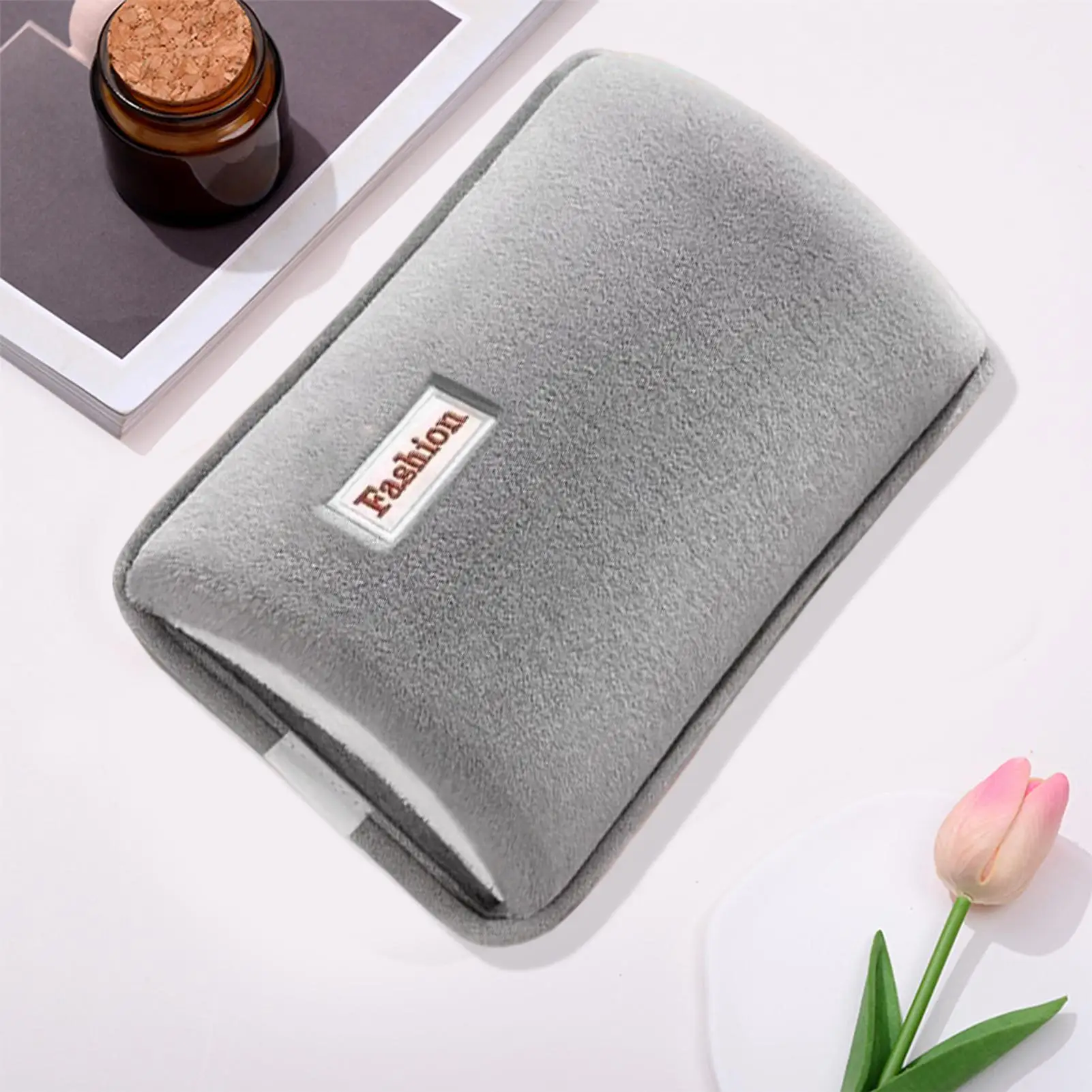Rechargeable Electric Hot Water Bottle with Plush Cover for Period Cramp Pain Relief Back Belly Foot Warmth Home Winter Use