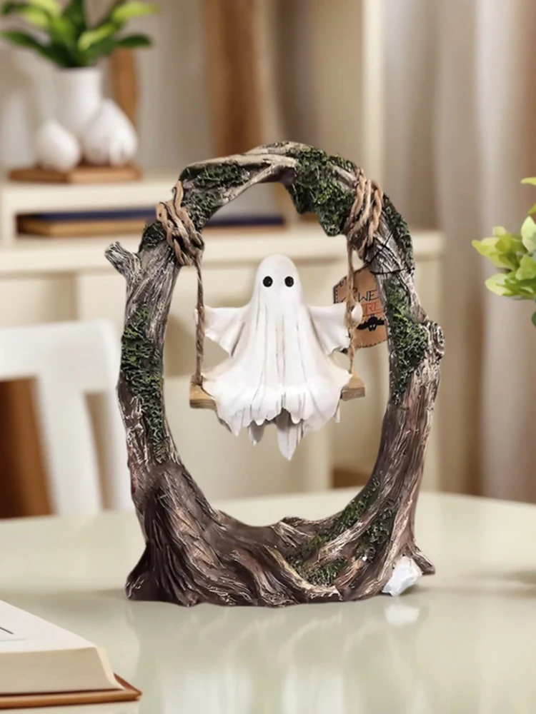 

Качающийся орнамент-призрак, многоцелевая милая жуткая фигурка Хэллоуина, милые украшения-призраки для настольного декора книжной полки