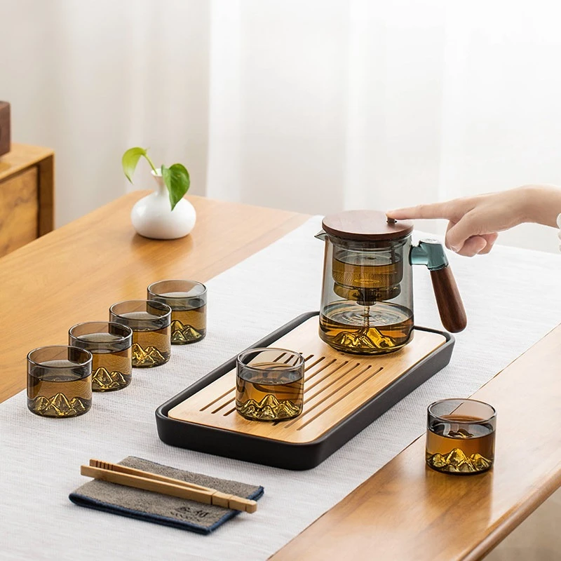 HYS glass elegant cup teapot tea separation lazy artifact household light luxury high-end kung fu tea set