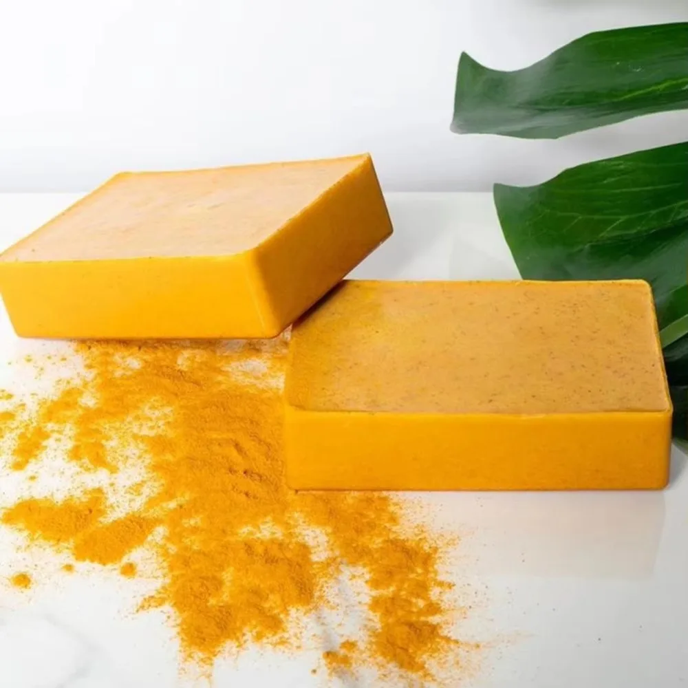 New Handmade Turmeric Brightening Soap Turmeric Gentle Cleansing Turmeric Soap Degreasing Lemon Facial Soap Shower