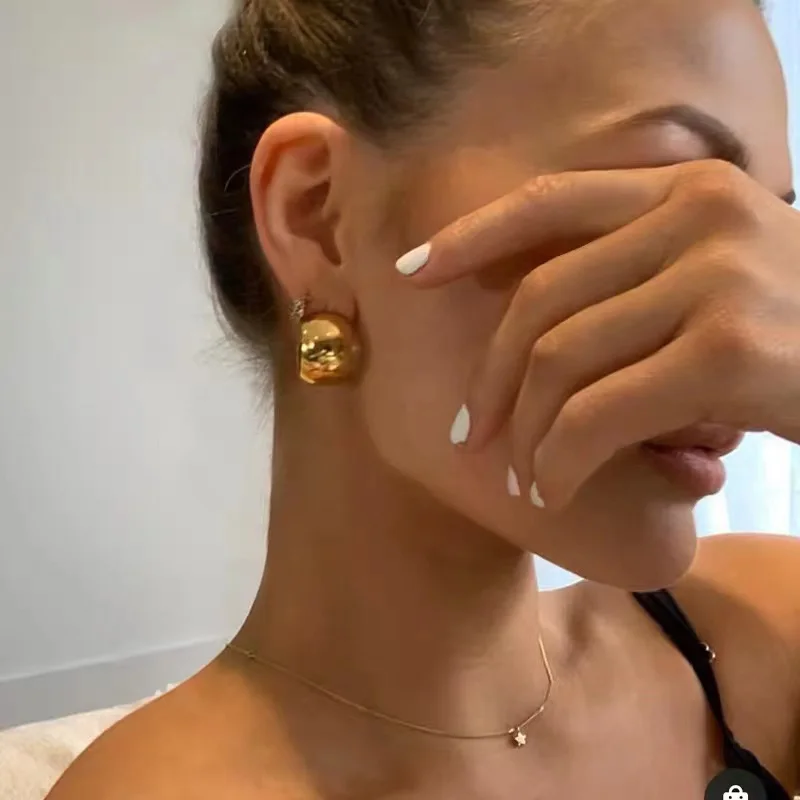 

Женские серьги-кольца из латуни с золотом 18 карат, модные вечерние ювелирные украшения в стиле бохо, вечернее платье для подиума, для вечевечерние, в корейском и японском стиле