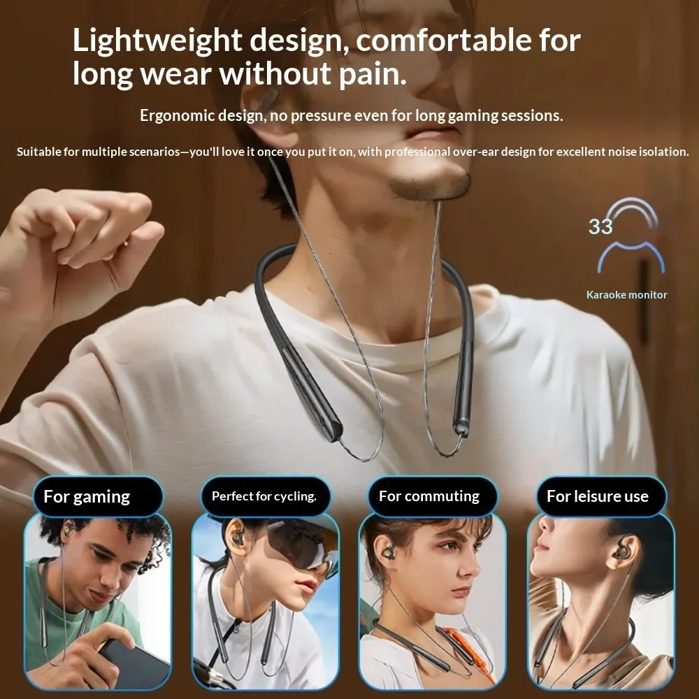 High Appearance Value Neck-hung Bluetooth Headphones 2025 New Model Noise Cancellation Ultra-Long Battery Life Comfortable Weari