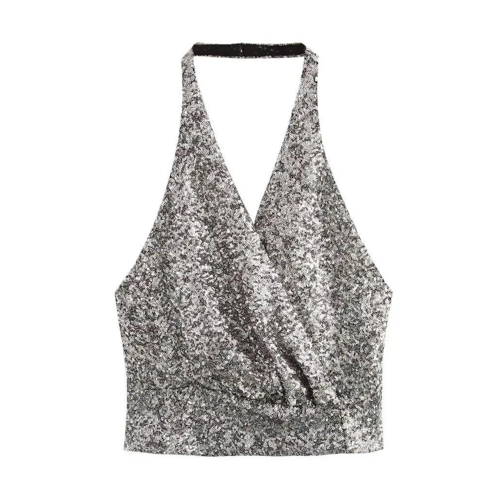 

Европейская и американская мода, сексуальные бусины, висячий воротник, топ-труба, женский зимний новый стиль F611059