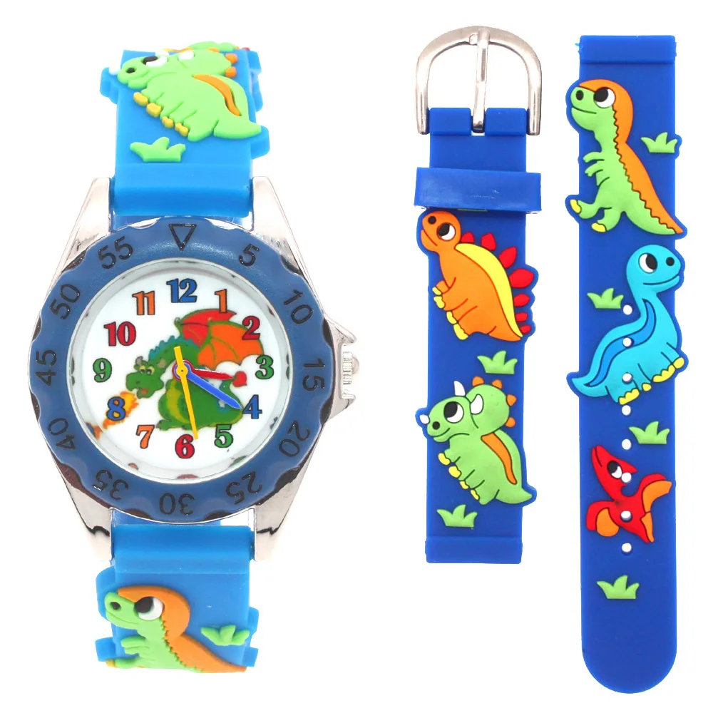 어린이 실리콘 스트랩 공룡 시계, 3D 만화, 소년, 소녀, 학생 선물, 어린이, 고품질, 새로운 도착