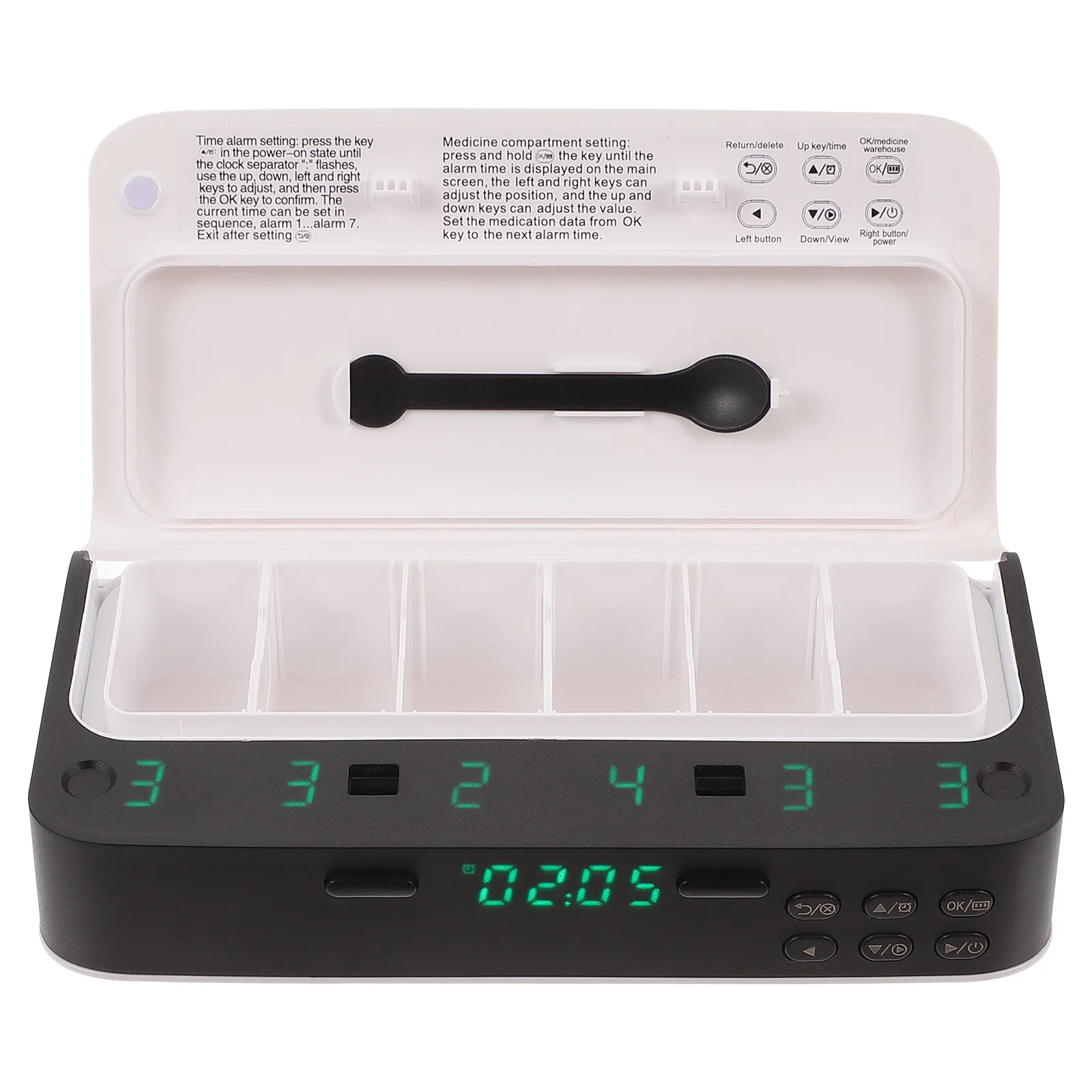 

Умный электронный органайзер для таблеток с будильником и напоминанием о приеме лекарств для пожилых людей, портативный дорожный контейнер-диспенсер, безопасный, 1 шт.