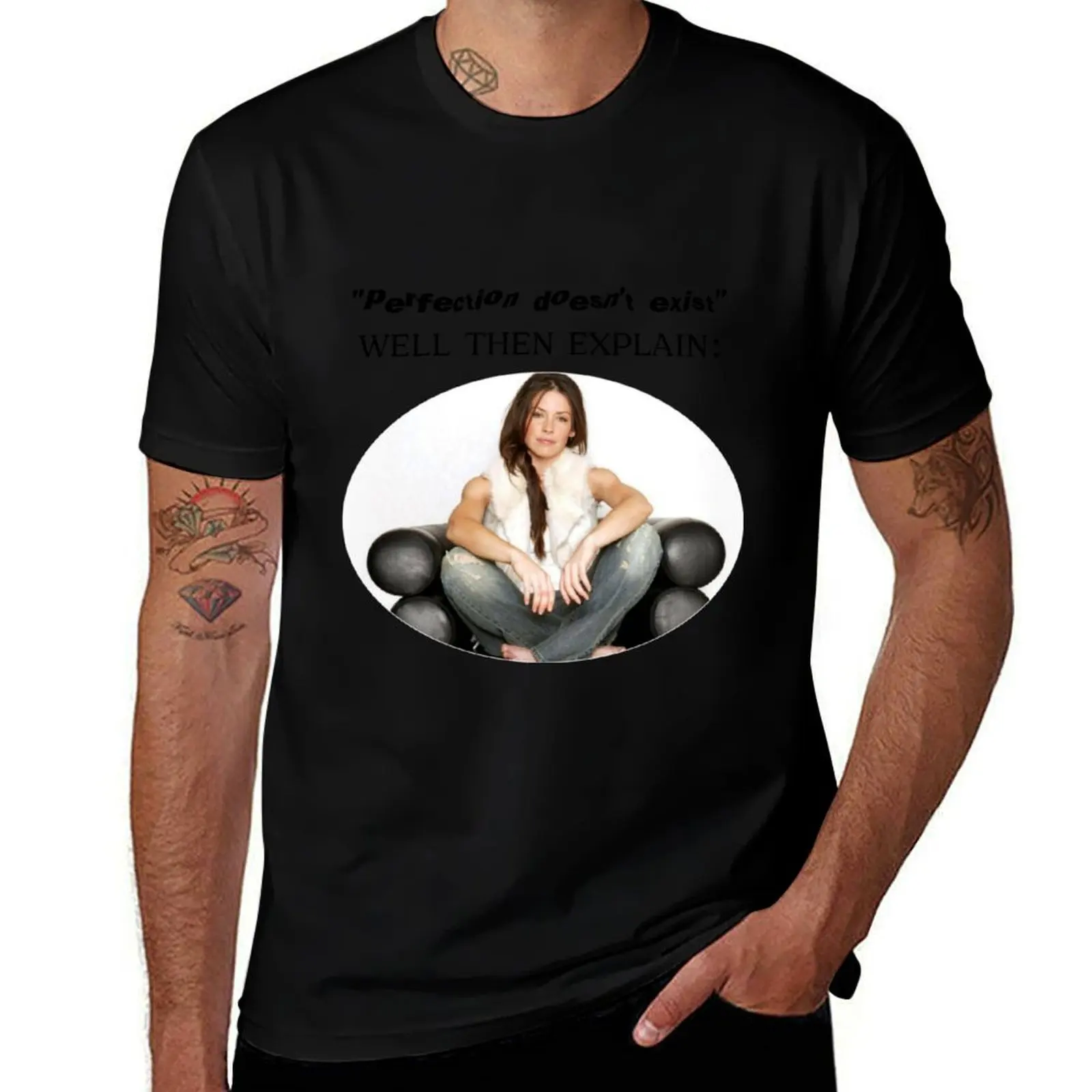 If perfection doesn't exist then explain Evangeline Lilly T-Shirt Stylish Print Short Sleeve Tee