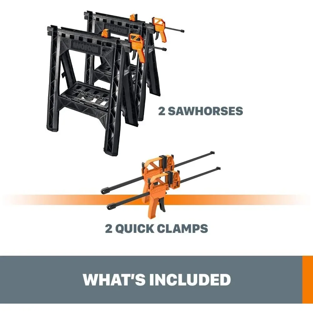 Sawhorses مع المشابك شريط ، لقط