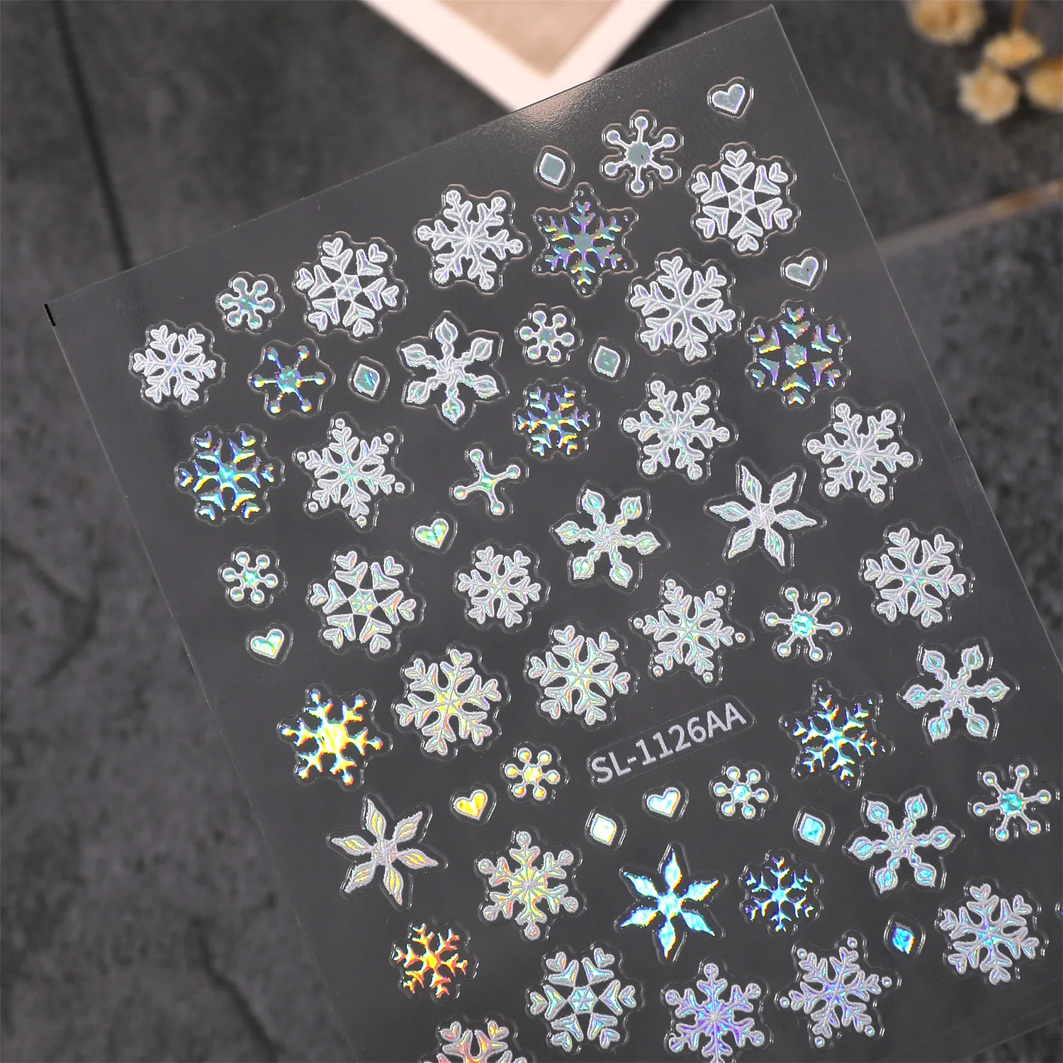 2 uds Navidad brillo láser copo de nieve pegatinas de uñas alivio Aurora gradiente decoración de uñas con