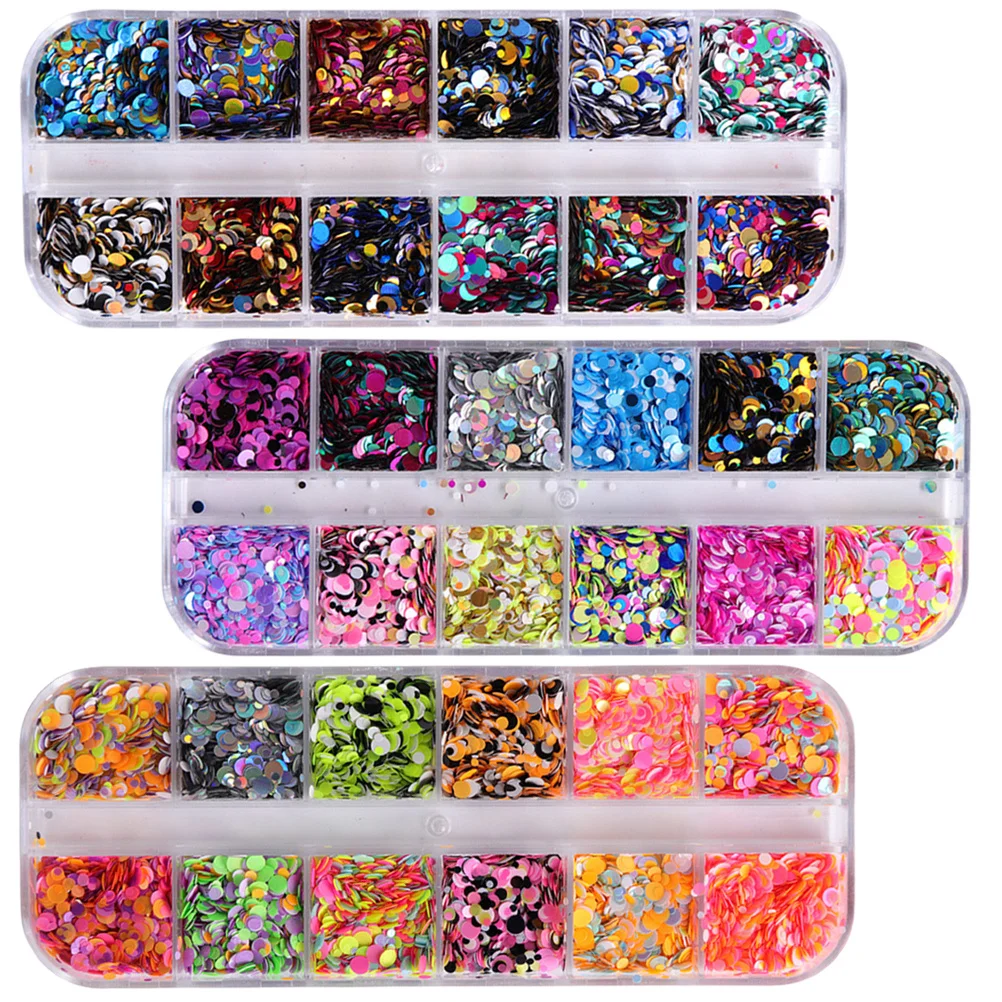 魅力的なネイルフレーク超薄型スパンコールグリッターパイレットカラフルなラウンドDIY愛好家やプロのネイリスト向け