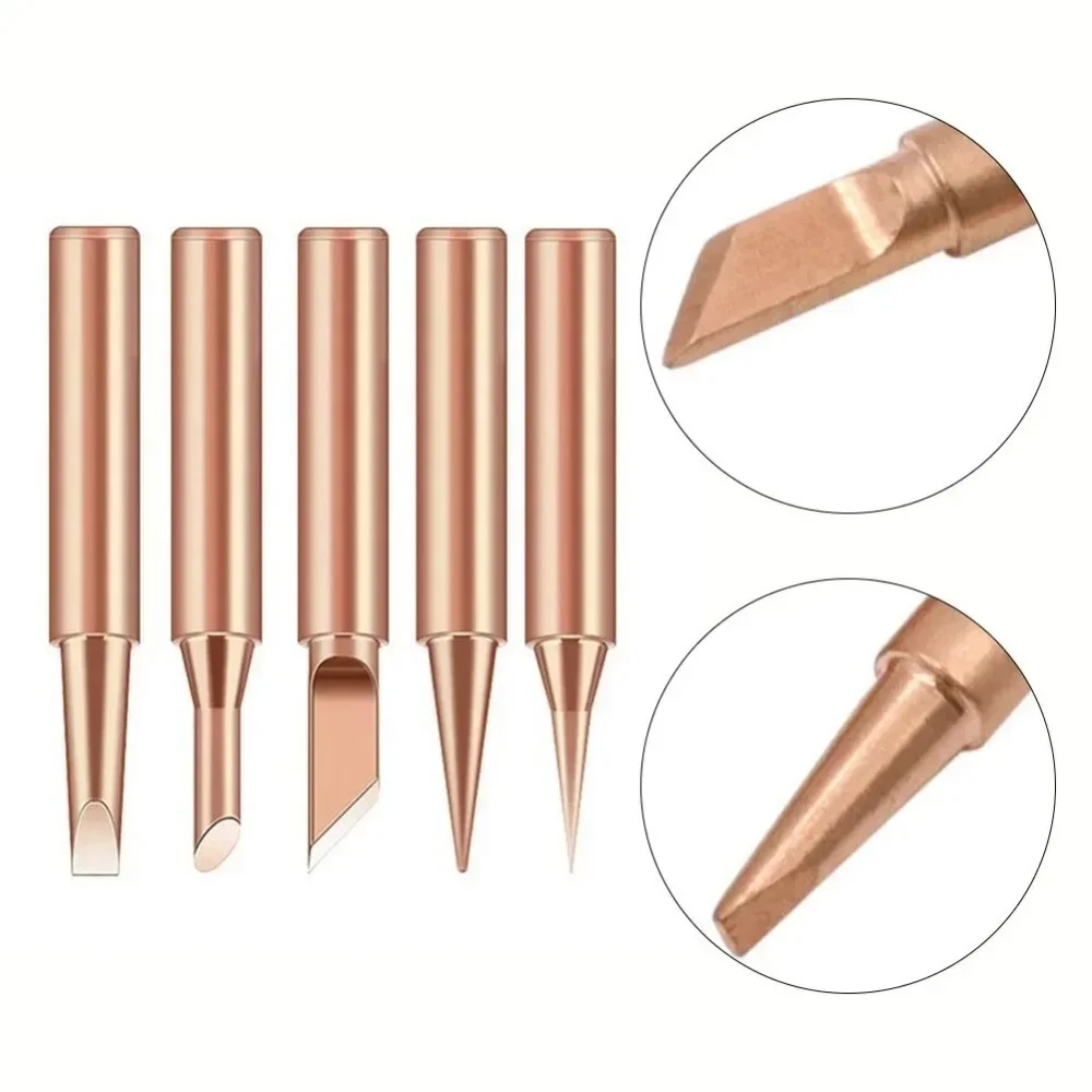 5Pcs Pure Copper 900M-T Soldering Iron Tip Lead-free Welding Tips Soldering Rework Station Soldering Tips For 936
