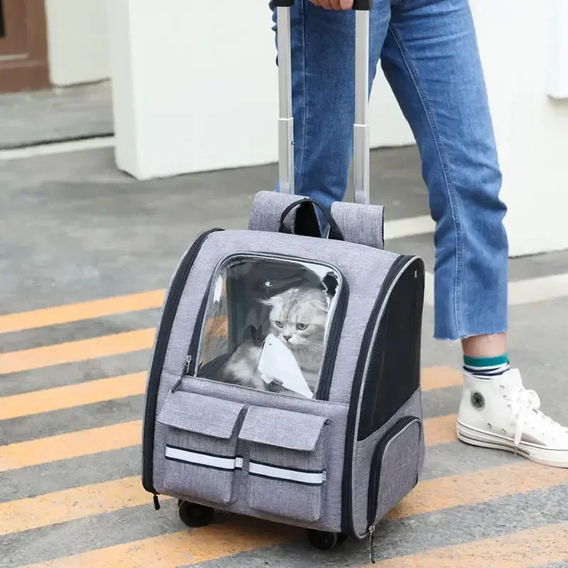 Multi-function Breathable Pet Bag Cat Carrier Foldable Backpack Pet Carrier Bag Pet Cat Trolley