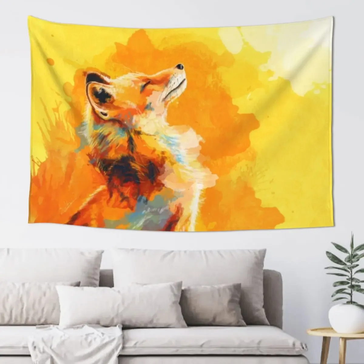 

Blissful Light - Fox illustration inspirational Tapestry Carpet On The Wall Room Aesthetic Living Room Decoration Tapestry