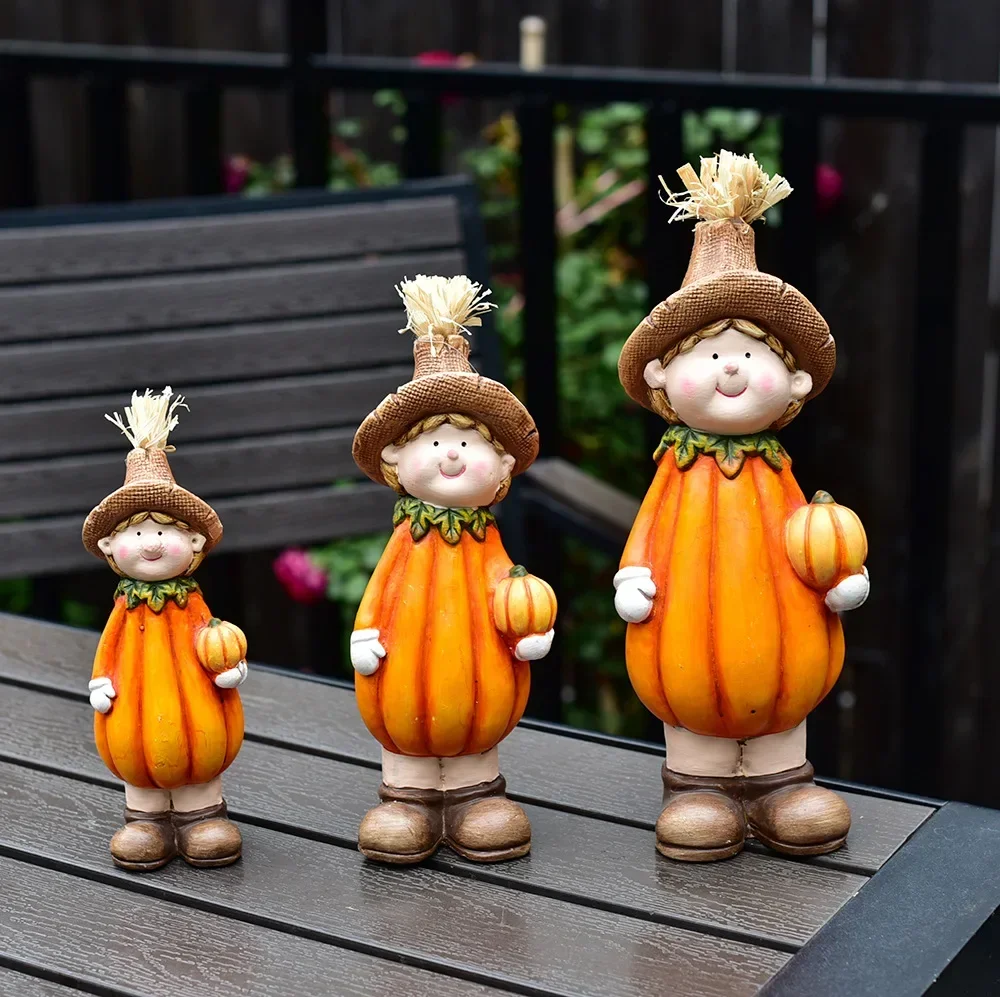 

border creative harvest festival pumpkin scarecrow ceramic crafts Thanksgiving desktop scene doll decorations