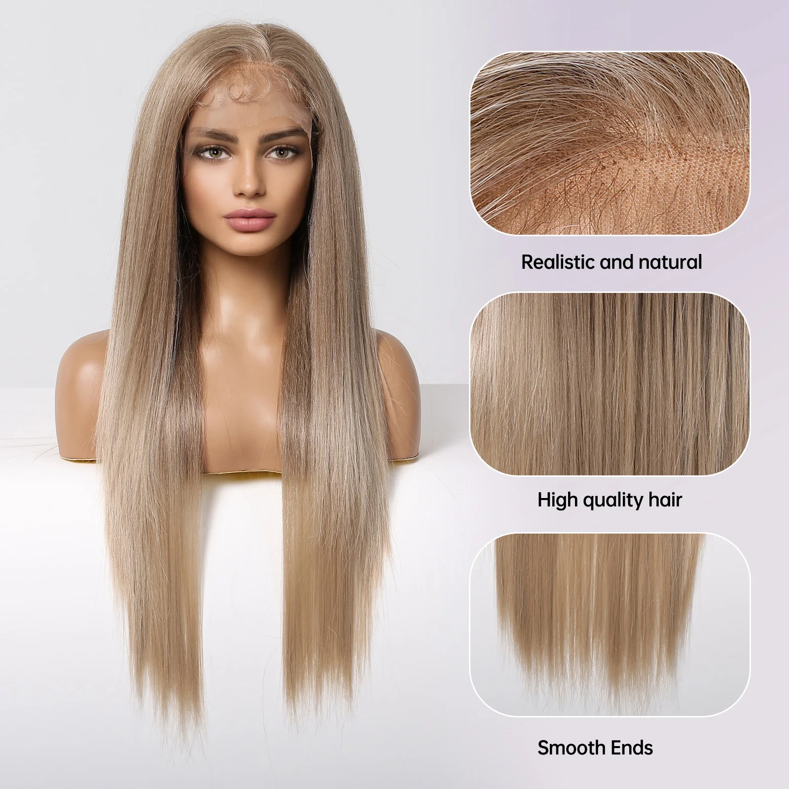 13*4 Lace Front Wigs for Women Long Straight Brown Hair Natural Hairline Free Parting Brown Wigs Heat Resistant Imported Fiber