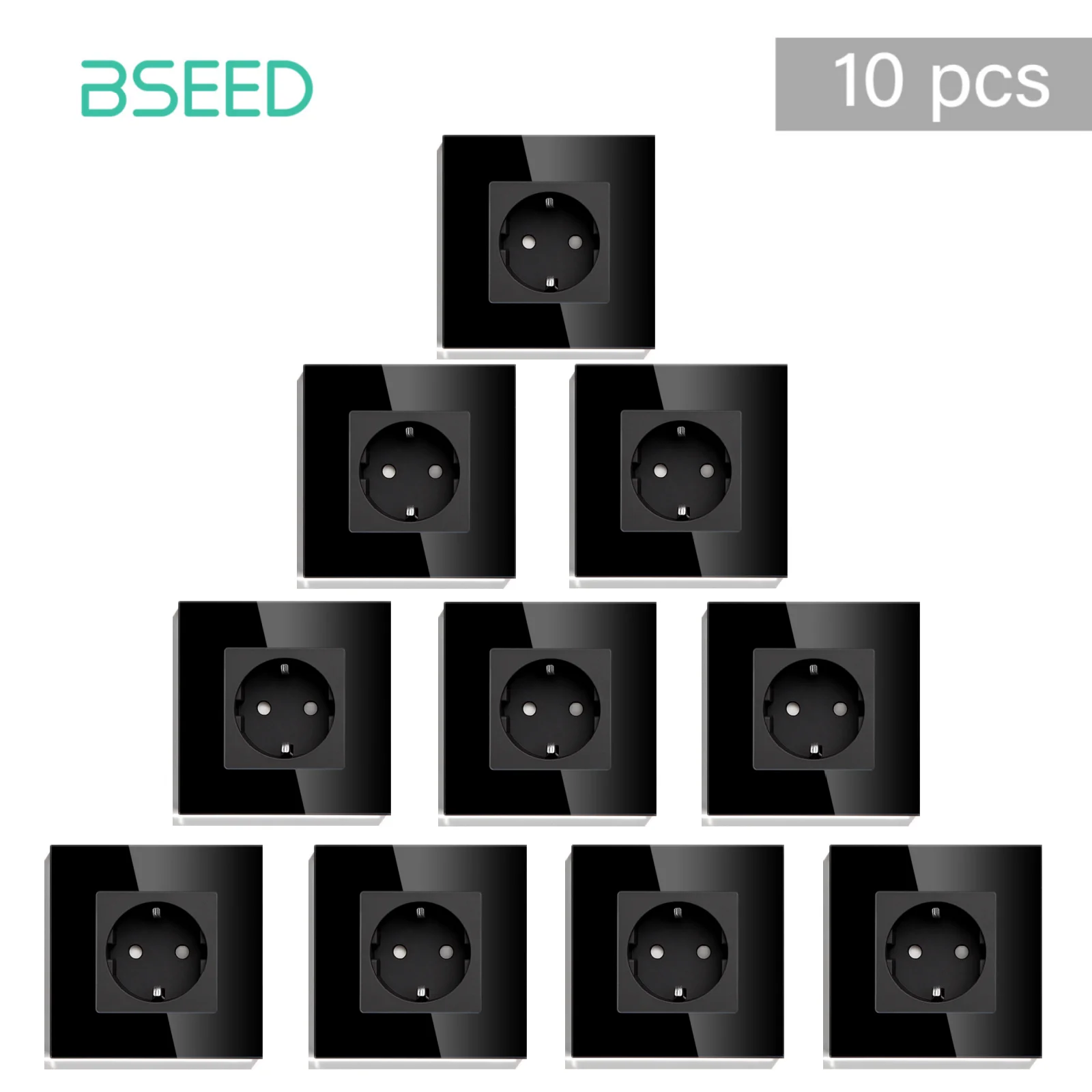BSEED Wandcontactdoos Glazen frame 16A Enkel stopcontact EU-norm voor thuiskantoor Slaapkamer Stopcontact