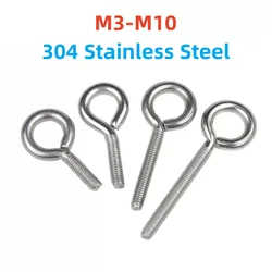 M3 M4 M5 M6 M8 M10 304 Stainless Steel Sheep Eye Screw Closed Hook With Ring Screw Hanging Ring Screw