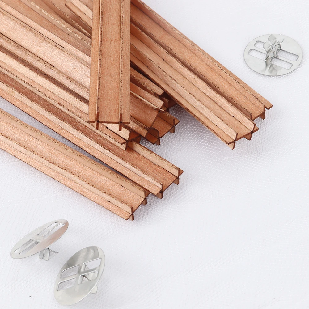 7Sets New Cross Wooden Candle Wicks Set Wood Candles Core With Bases For DIY Candles Making Supply Handmade Soy Parffin Wax Wick