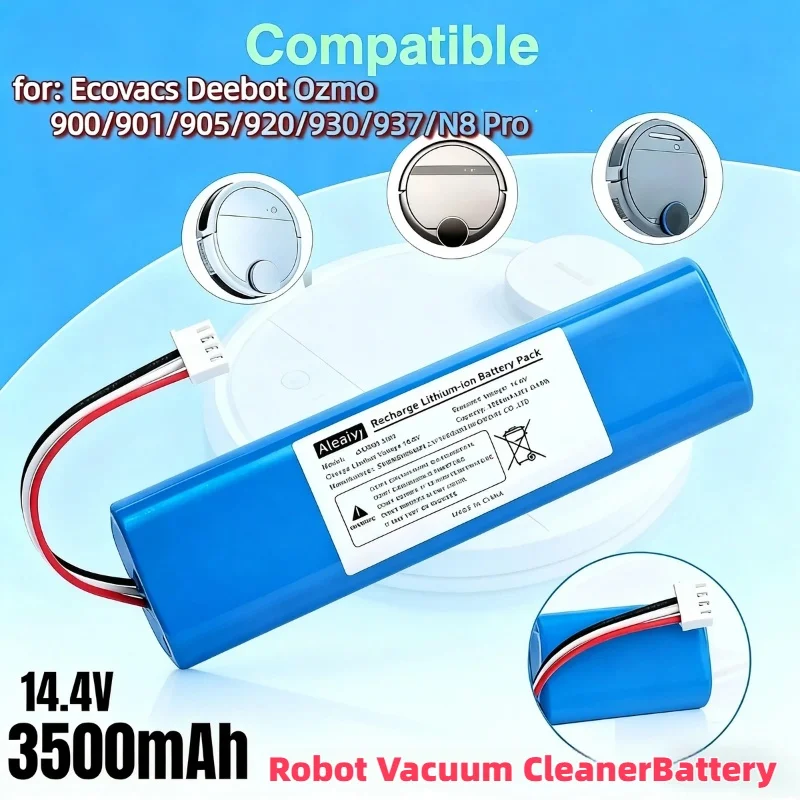 

6800mAh14.4V Li-ion Replacement Battery Long Lasting Spare for Ecovacs Deebot Ozmo 900 901 905 920 930 937 N8 Pro Vacuum Cleaner