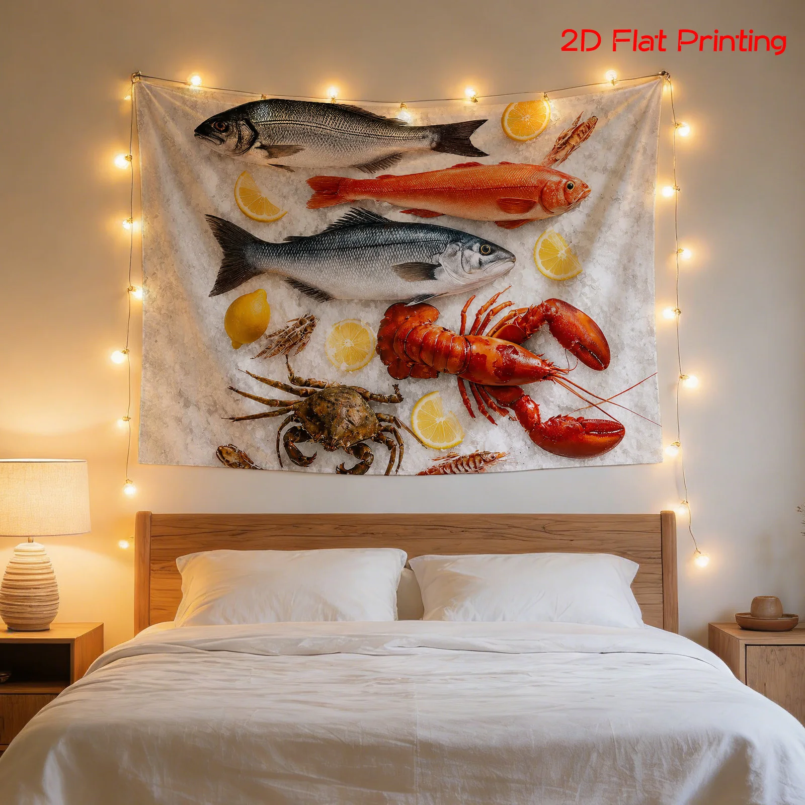 Large Nautical Ocean Life Tapestry Canvas Print Scientific Marine Biology Wall Decor Art Coastal Fishing Scene Gift for Home