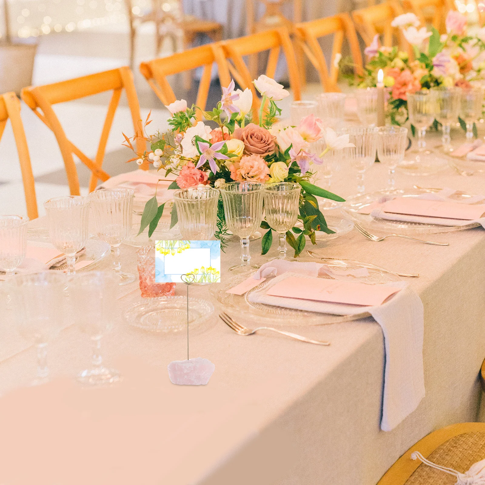 

Natural Crystal Stone Card Holder Table Wedding Place Card Memo Note Holder Photo Clip Stand Picture Holders for Tables