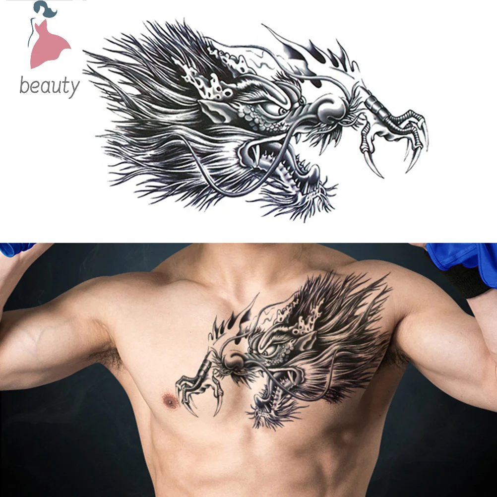 Large Chest Waist Shoulder Back Waterproof Temporary Tattoo Sticker Cross Feathers Wings Thorns Fake Tatoo Underboob Body Art