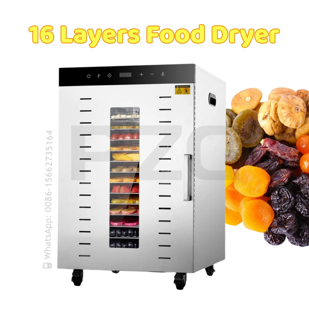 Commercial 16 Trays Food Dehydrator Fruit Drying Oven Commercial Vegetable Dryer Machine For Sale Meat Fruit Dehydrate Machine