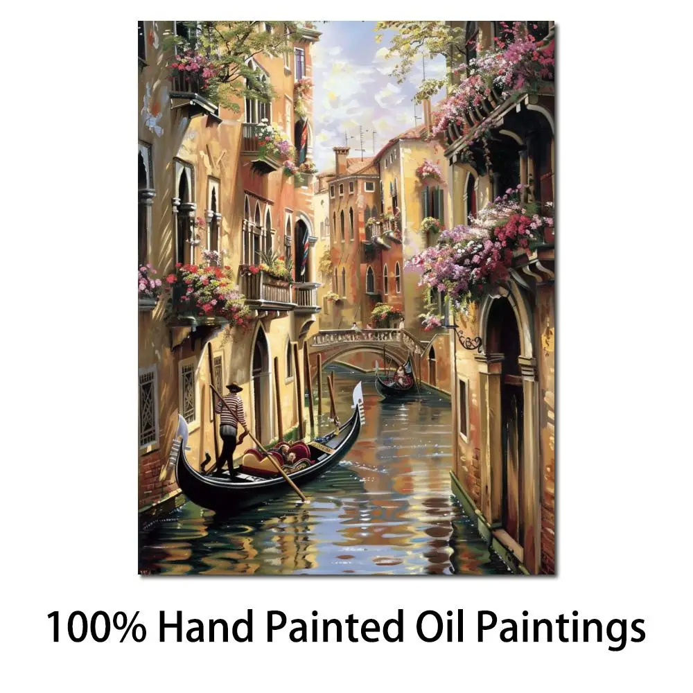 

Handmade Contemporary Oil Painting Afternoon Venice Mediterranean Seascape Beautiful Romantic Italian Artwork for Wall Decor