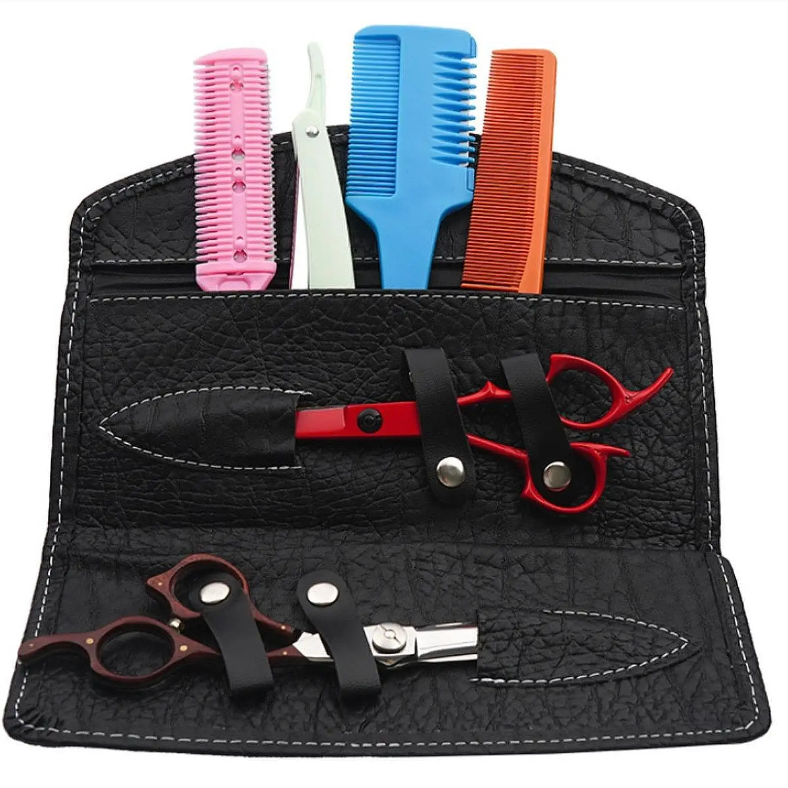 

Barber Scissors Bag PU Leathe Versatile Organizer Barber Tools Bag Compact Hairdresser Supplies Lightweight for Barber Home Use