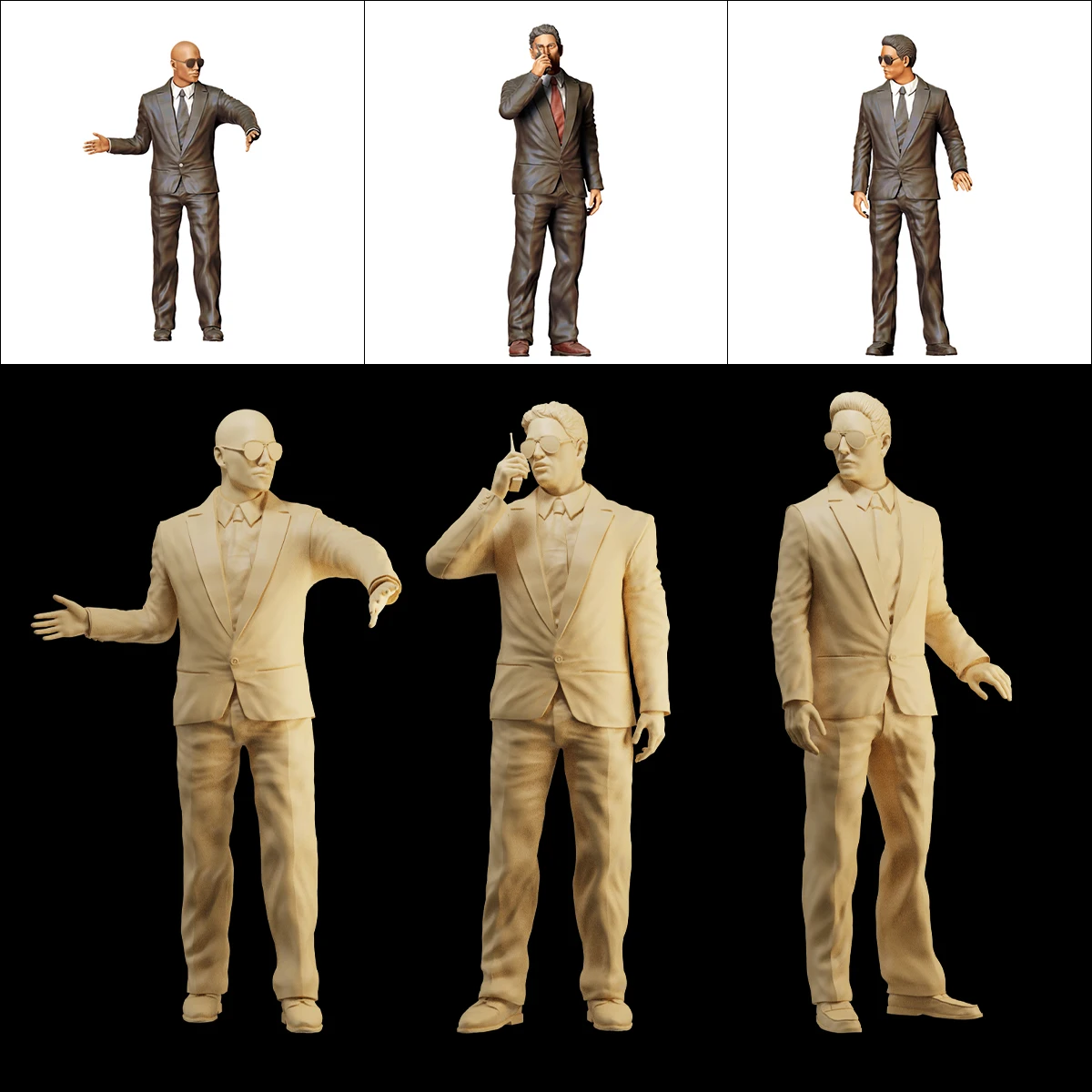 

Miniatures Figurine 1/64 1/43 1/35 Male Bodyguard Wearing Suit 3D Print Diorama Doll Sand Table Scene Props Display Decoration