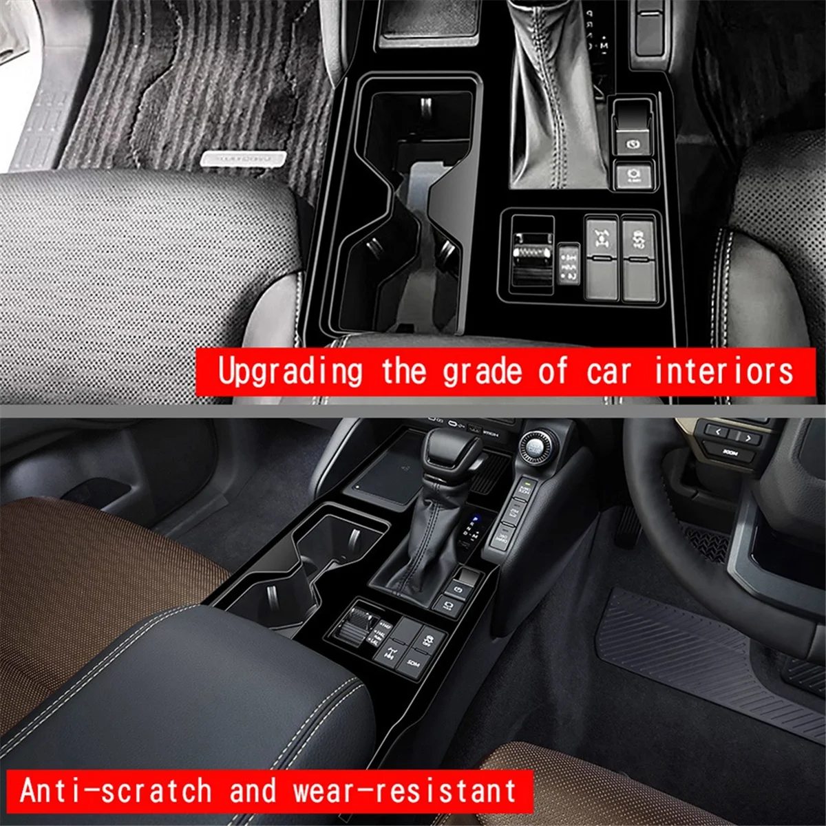 

Reliable-Car Center Console Gear Shift Panel Trim Cover Stickers for Toyota Prado LC250 2024 RHD Glossy Black-ABIQ
