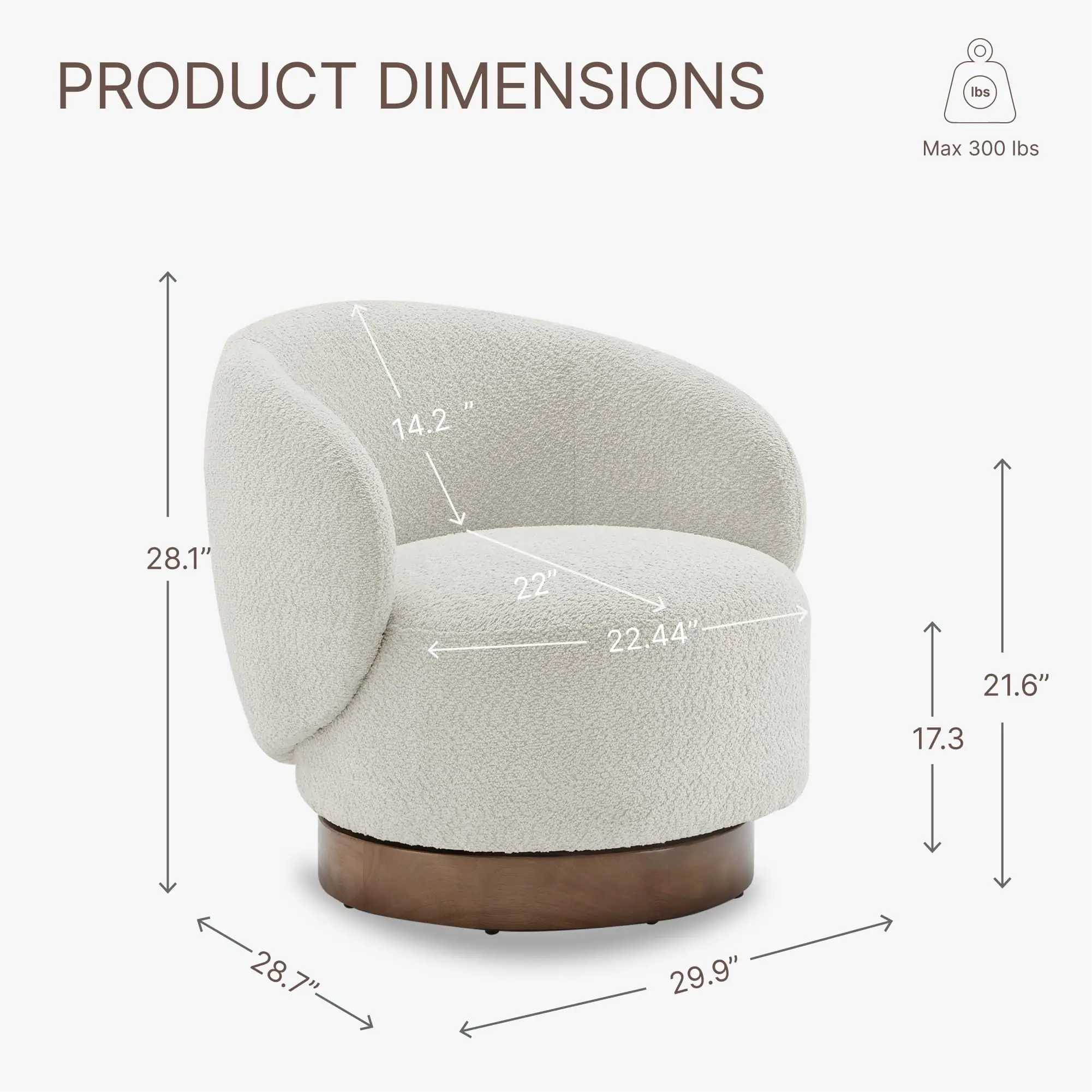 Swivel Accent Chair Round Barrel Armchair Upholstered Performance Fabric for Living Room Bedroom Reading Waitingroom 2 PCS Cream