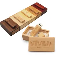 USB 2.0 Customize Logo Wood USB + Box USB Flash Drive 4GB 8GB 16GB 32GB Pen Drive Memory Card USB Wedding Photo Gifts