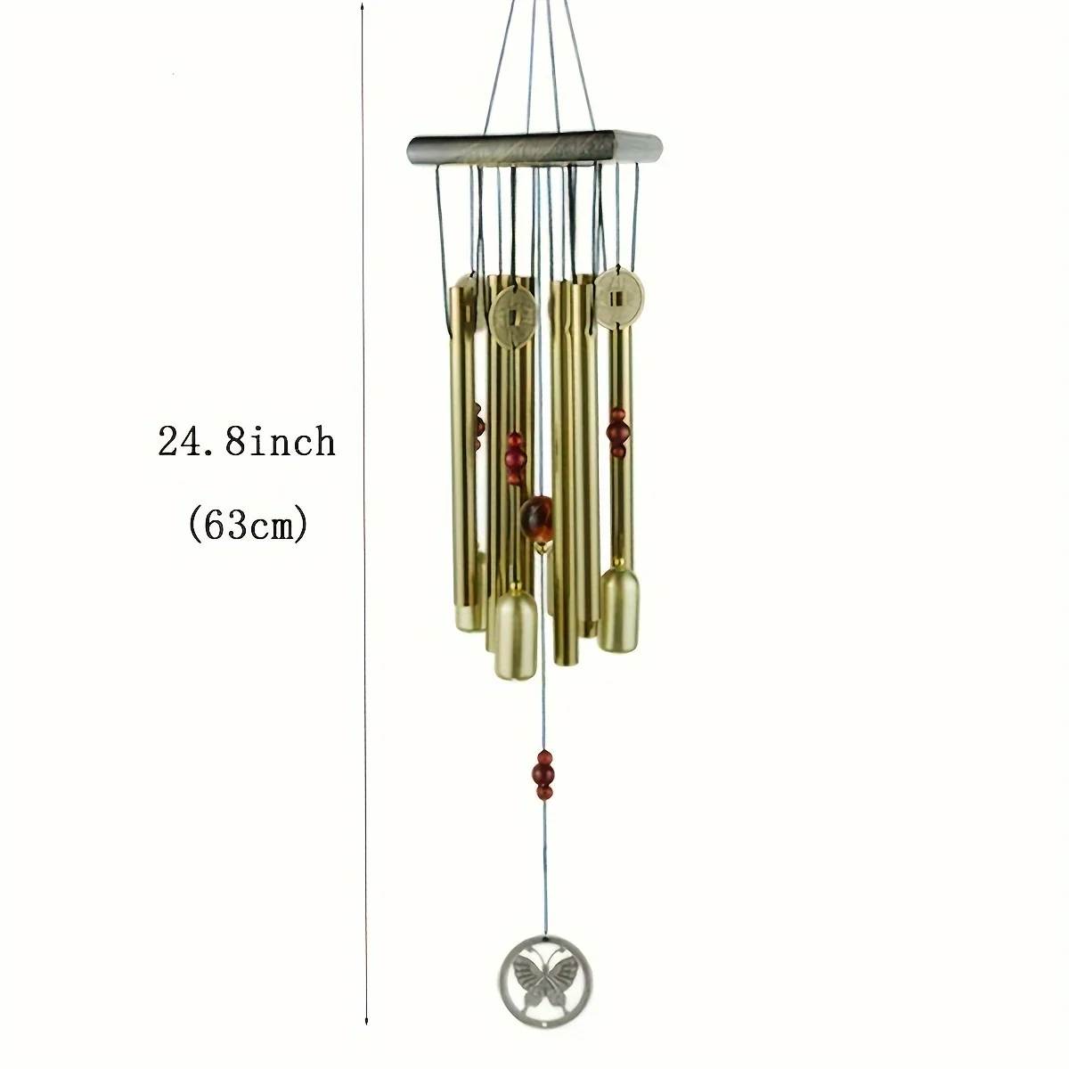 A large antique copper bell wind chime made of aluminum alloy -No batteries required, perfect for outdoor gardens and home