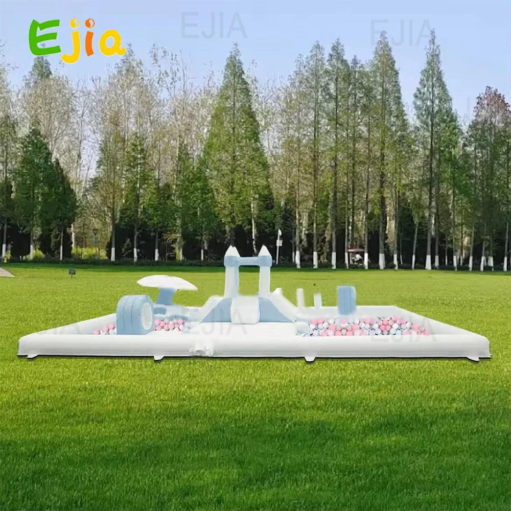 Inflável Bounce Slide Combo, Soft Play Equipment, Ball Pit, Castelo, Playground, Trampolim, Water Splash Pad, Curso de Obstáculo, 20ft