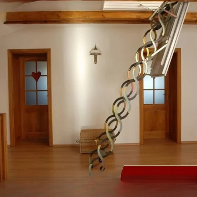 Adjustable Steel Telescopic Electric Remote Modern Attic Stairs Folding Ladder European Motor 300kg Capacity Floating Steel