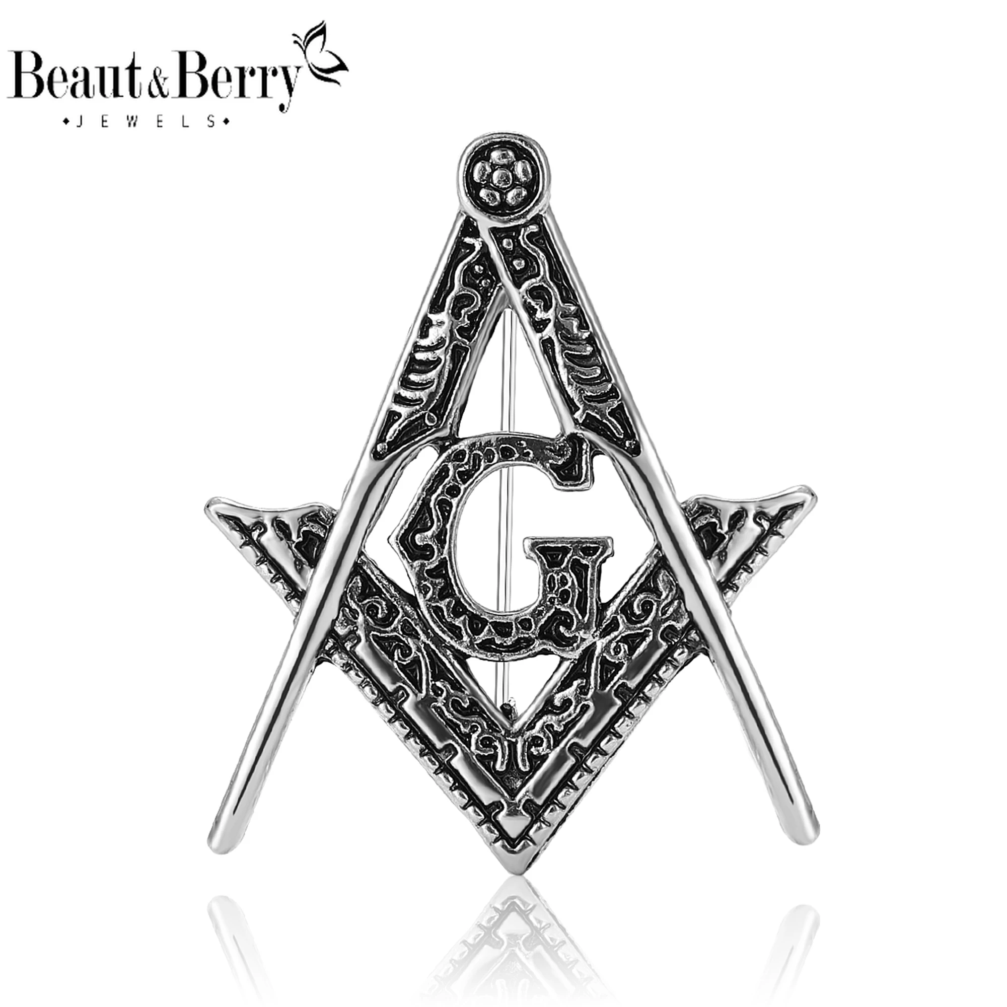 Beaut & Berry Broches de emblema maçônico vintage para mulheres, símbolo religioso, amigos, presentes de festa, banquete, acessórios de joias