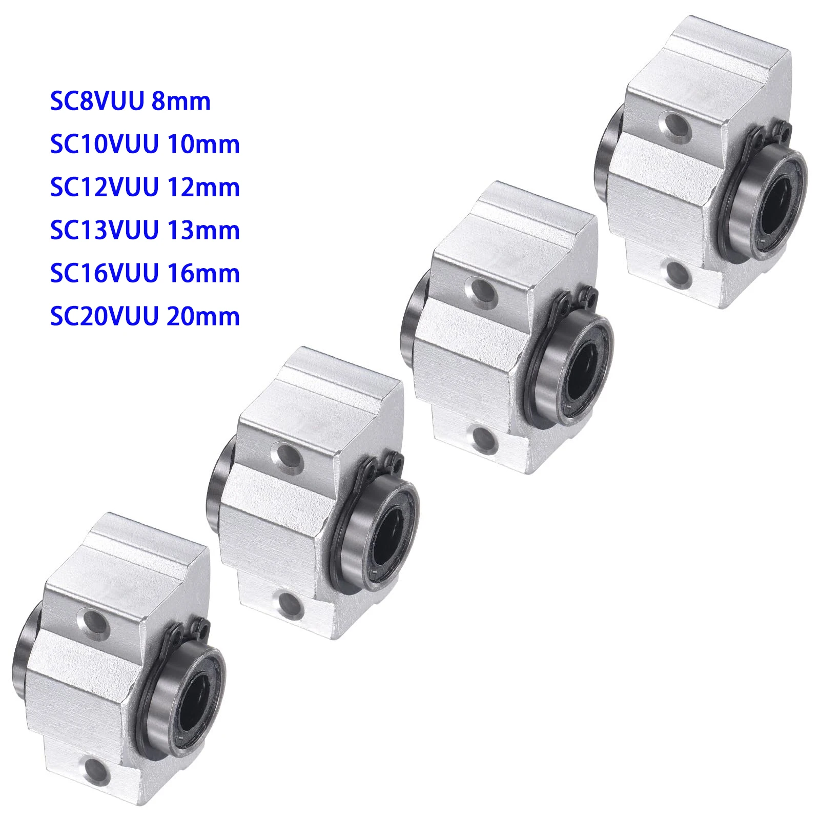 

4PCS Bearing SC8VUU SCV8 SCV8UU SC10VUU SCV10 SC12VUU SC13VUU SCV16 SC20VUU Linear Motion Ball Bearing Slide Block for 3D CNC