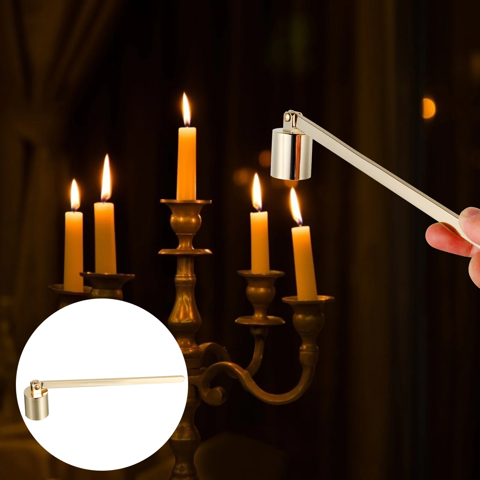 Tealight Candles Tool Accessory Device Metal Extinguishers Lighter Flame Snuffer Wick Silver Candlesnuffer