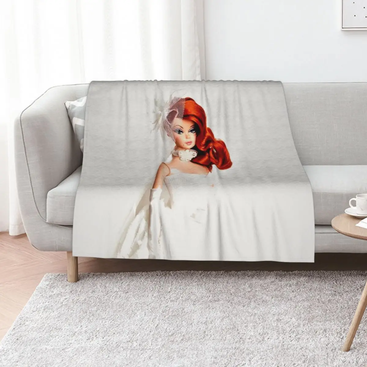 red head cosplay vintage retro doll wedding gown printkwai doll print mask print poster Throw Blanket Plaid Blankets
