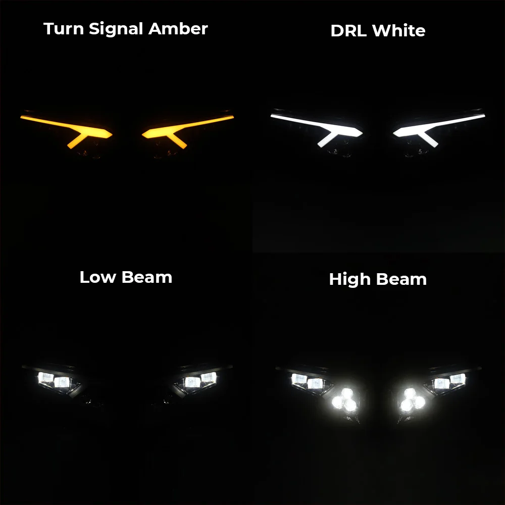 1 Pair Led Headlight SxS/Utv Headlight Compatible With Polaris Xpedition Adv Xp 2024-2026 Abs Black Housing Clear Lens Headlight