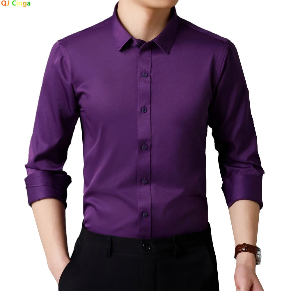 Deep Purple Men's Dress Shirt, Perfect for Weddings, Parties, Business Events, and Performances. White,Black,Blue,Red,Gray,Pink.