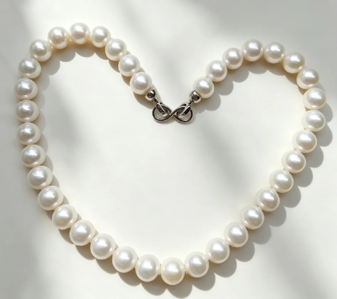 Natural Pearl AAAA10-11mm/11-12mm South  Sea Round White Pearl Necklace 16in/18in