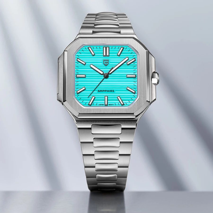 PAGANI DESIGN 2025 New Square Sapphire crystal Luxury Quartz Watch Men Japan VH31 Sweep Seconds Stainless steel Wristwatch Men