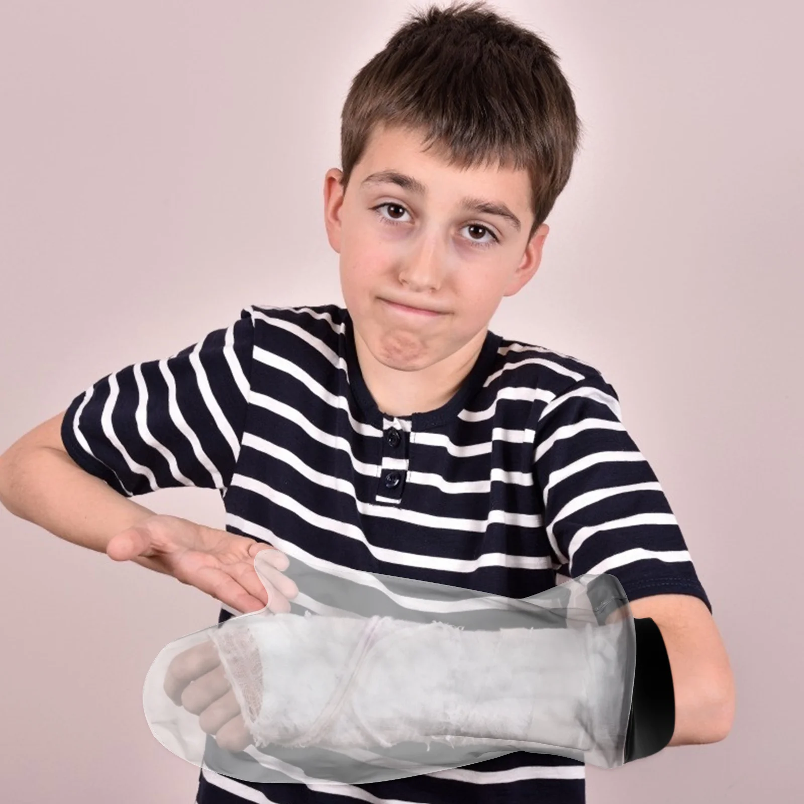 

1 шт. водонепроницаемый литой чехол для рук для взрослых, многоразовая защита для конечностей для душа, черный, регулируемый - ручная работа